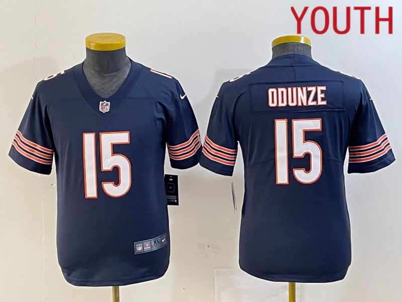 Youth Chicago Bears #15 Odunze Blue Second generation 2024 Nike Limited NFL Jersey style 1->youth nfl jersey->Youth Jersey